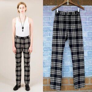 Vivien Ramsay work pant in black and cream plaid flannel sz 26